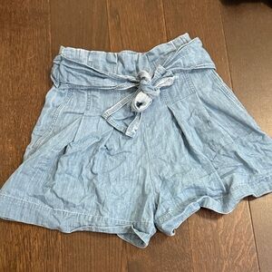 Sezane Light Blue High Waist Shorts with zipper